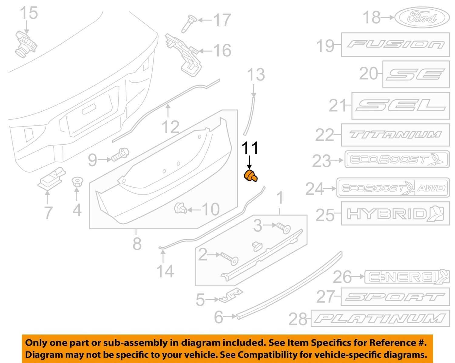 2016 ford fusion body parts diagram