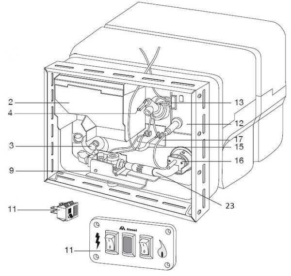 rv hot water heater parts diagram