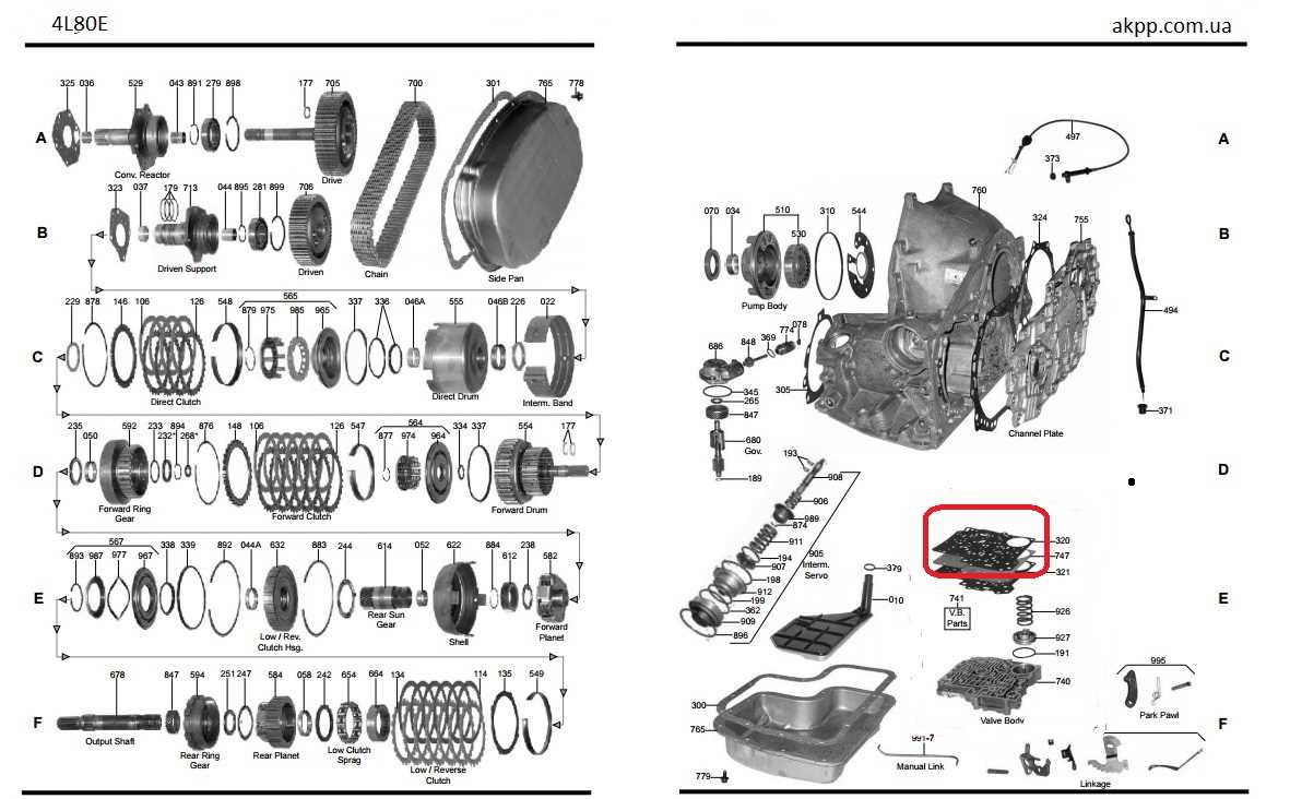 4l80e valve body parts diagram