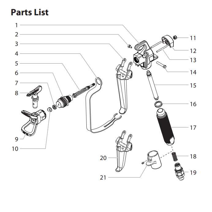 airless spray gun parts diagram