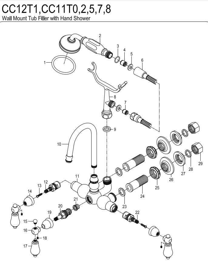 bathtub faucet parts diagram