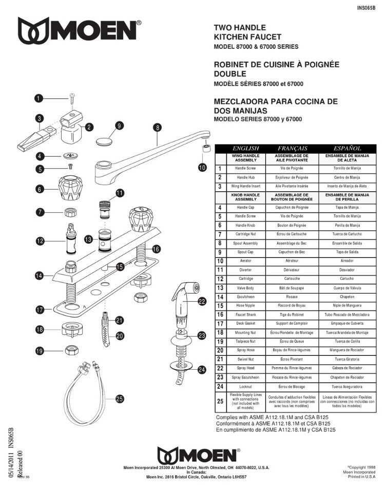 diagram of faucet parts