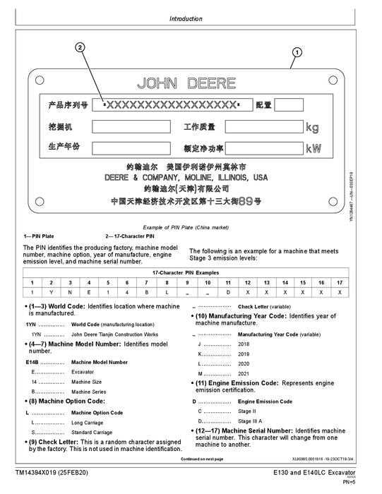 john deere e140 parts diagram