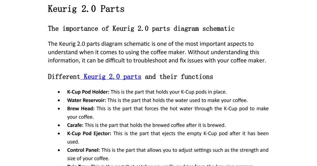 keurig 2.0 cup holder parts diagram