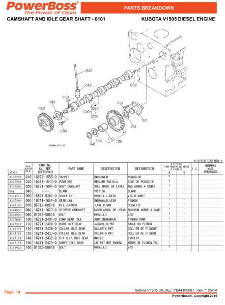 kubota engine parts diagram