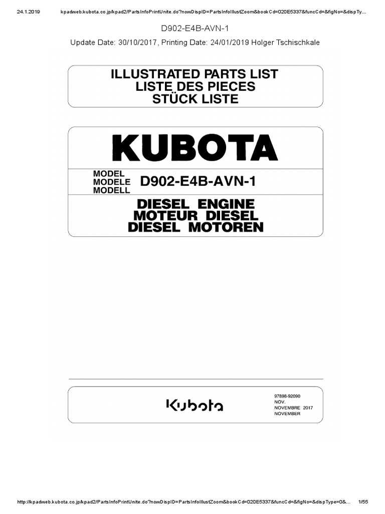 kubota engine parts diagram