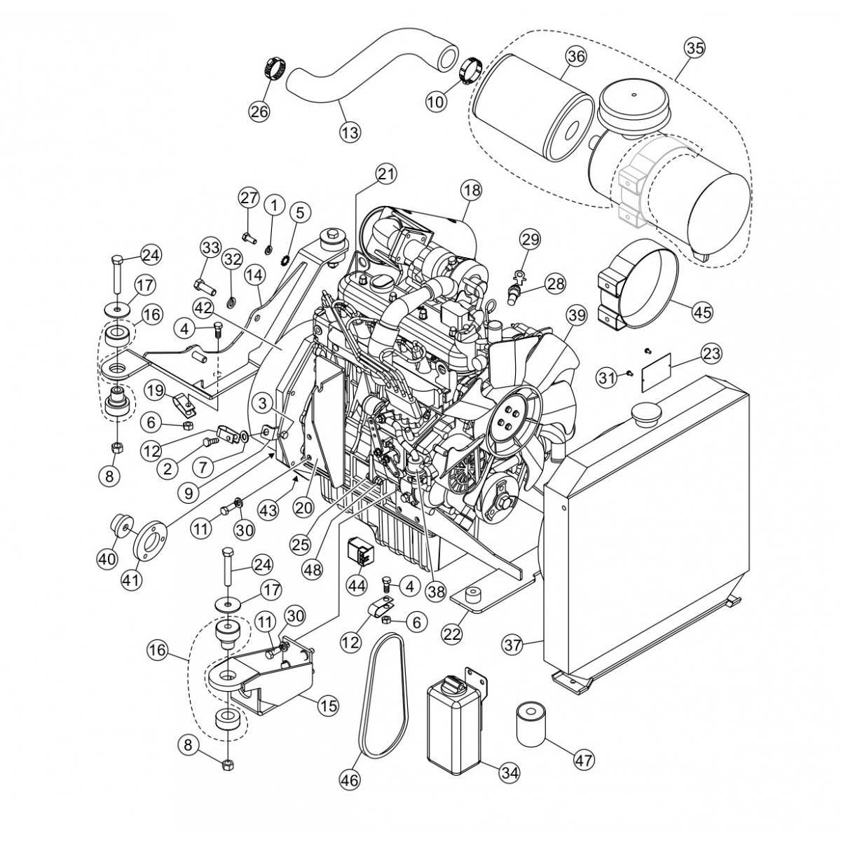 kubota engine parts diagram