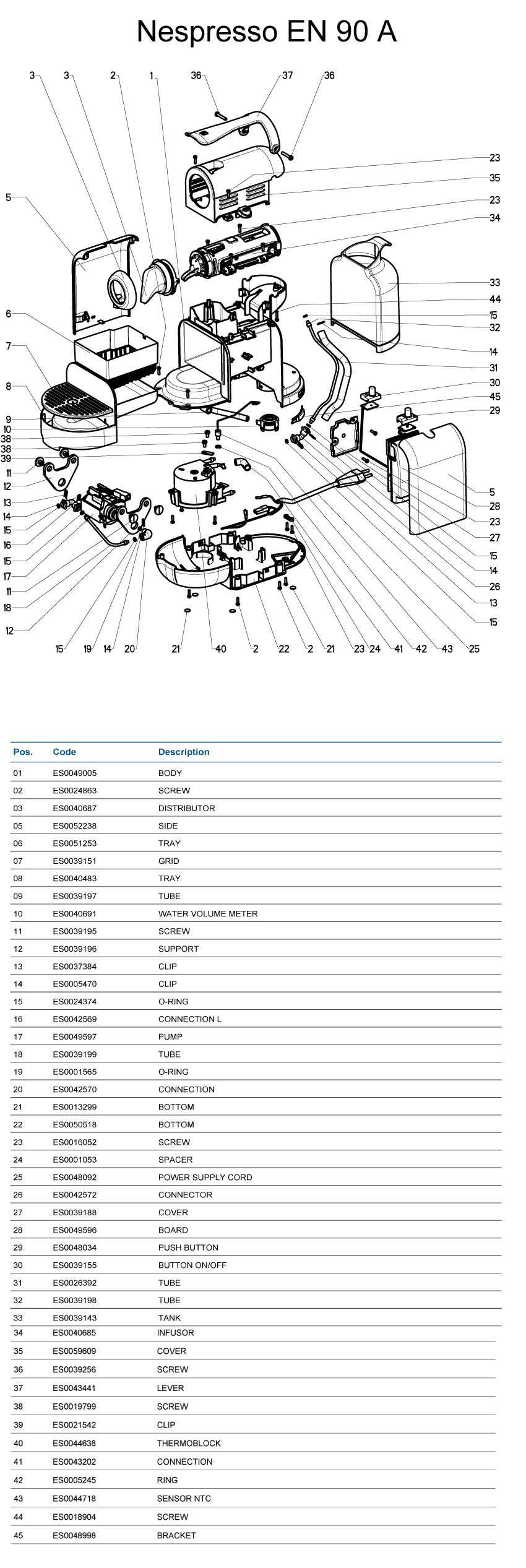 nespresso citiz parts diagram