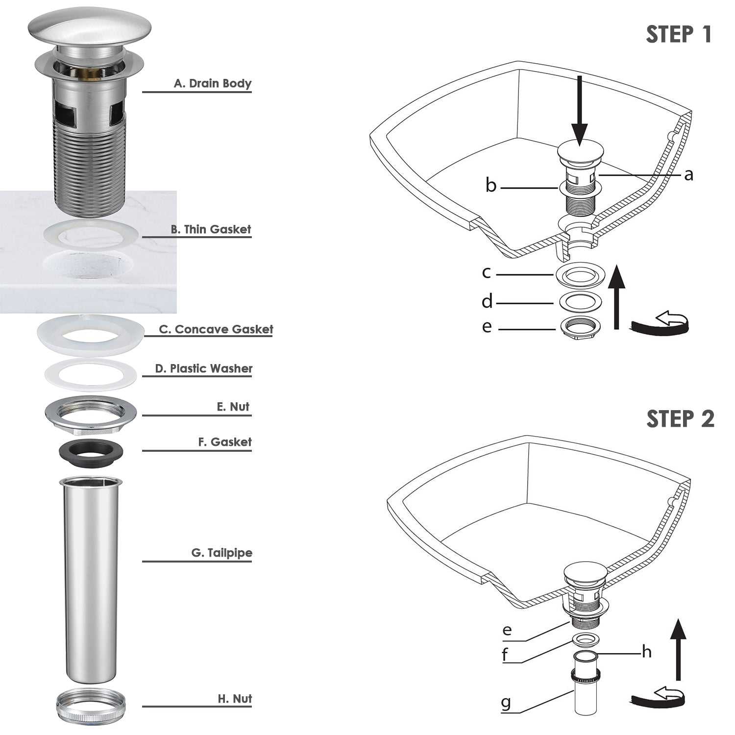 parts of a sink drain diagram