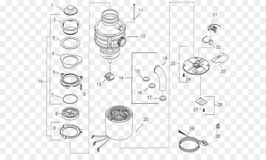 parts of garbage disposal diagram