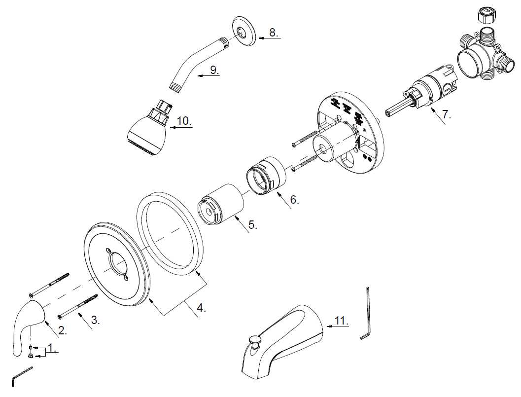 bathtub faucet parts diagram