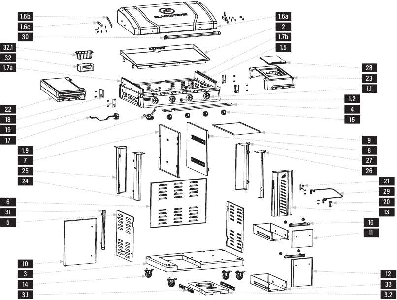 blackstone 36 griddle parts diagram