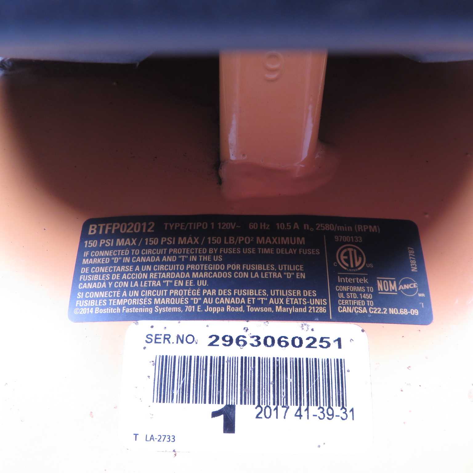 bostitch btfp02012 parts diagram
