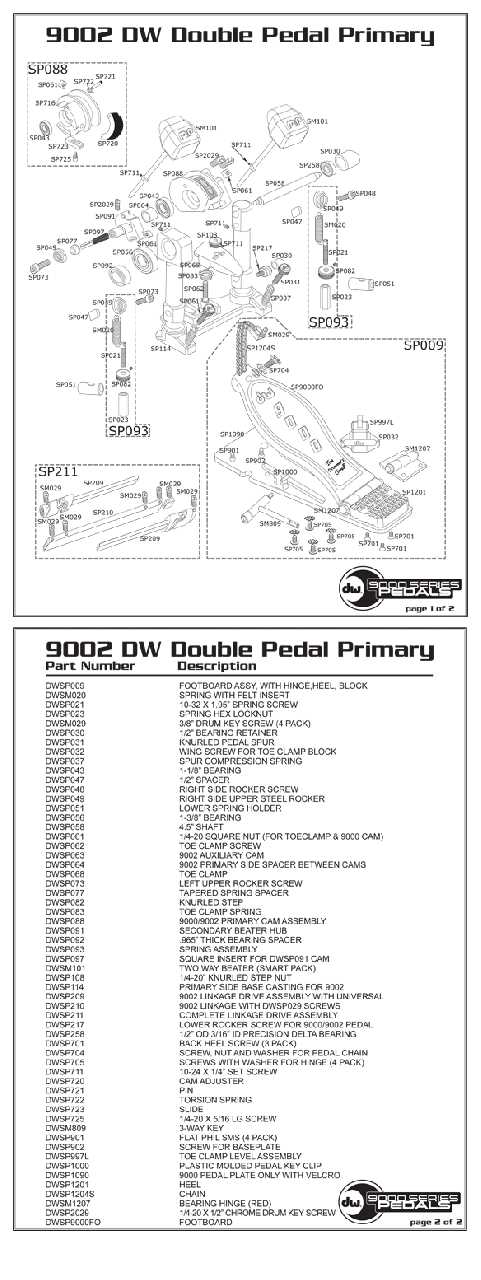 dw 5000 pedal parts diagram