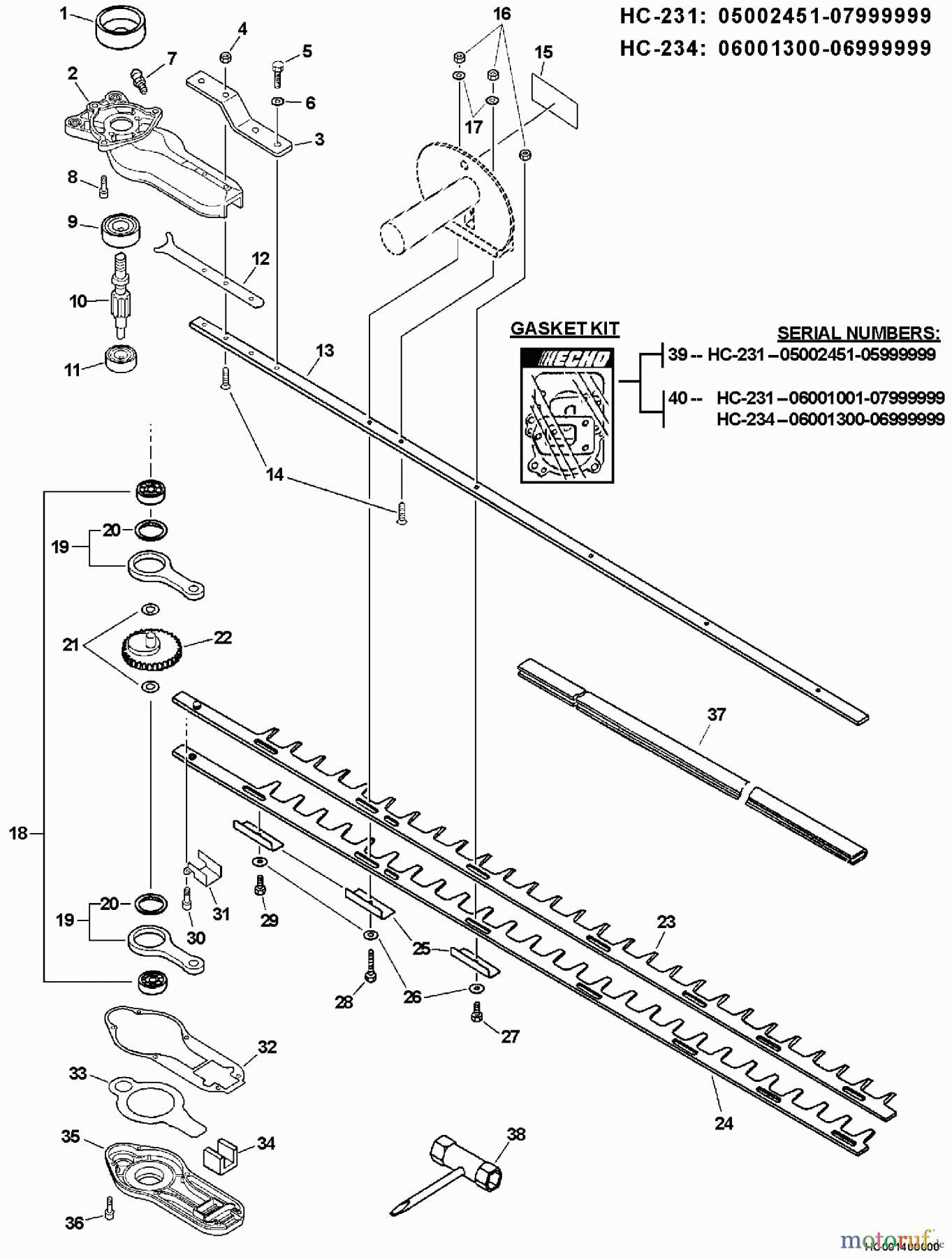 echo hedge trimmer parts diagram