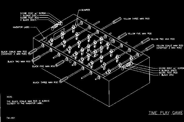 foosball table parts diagram