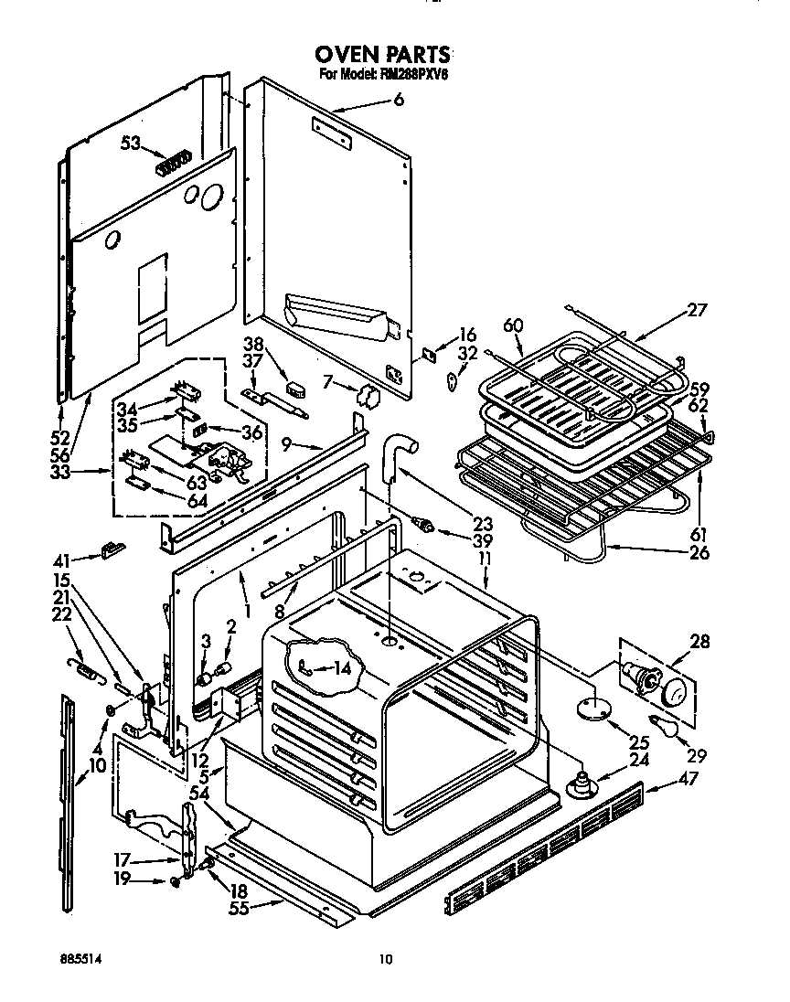 parts of a microwave oven diagram