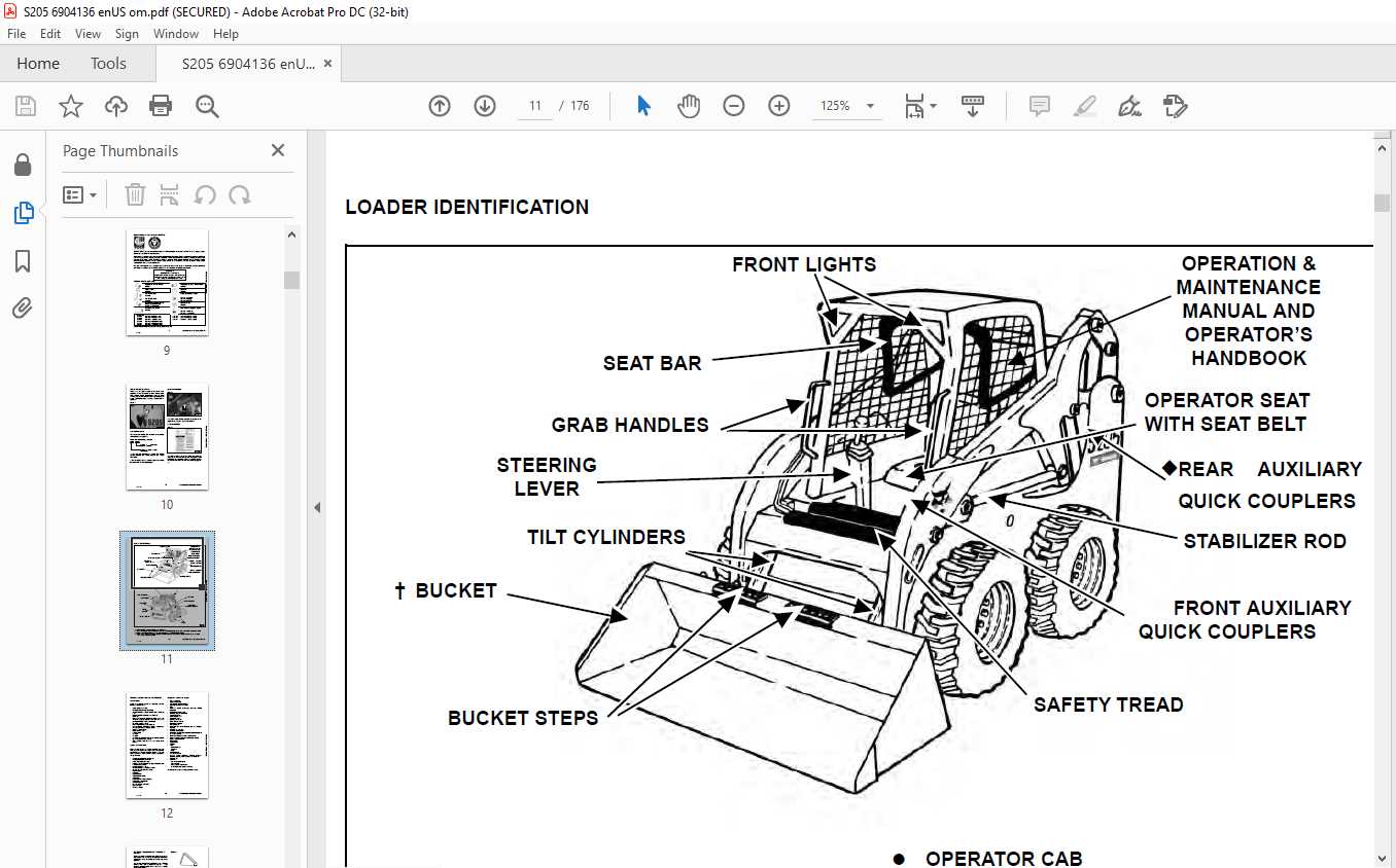 bobcat s205 parts diagram