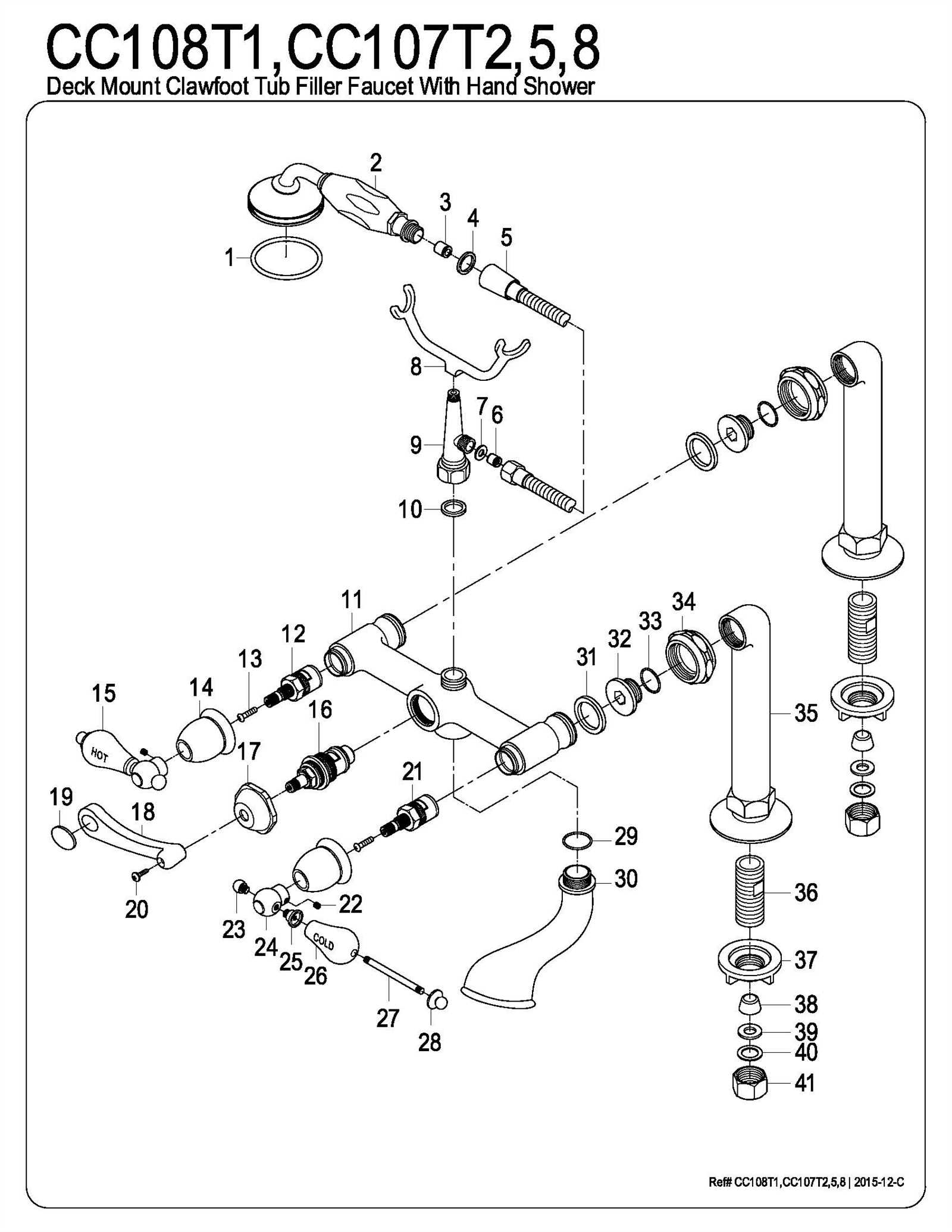 bathtub faucet parts diagram