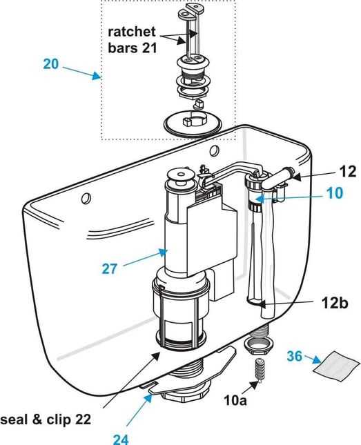 parts of toilet tank diagram