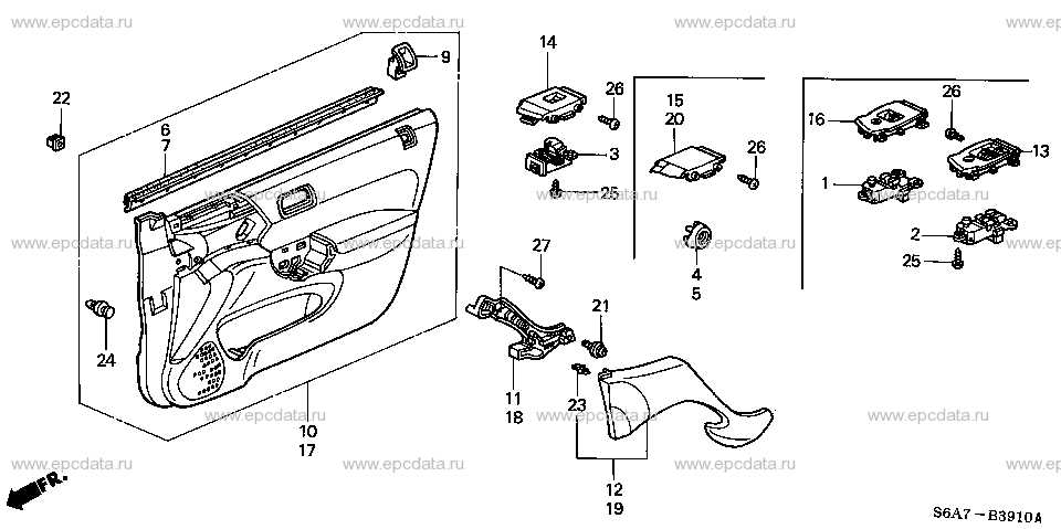 honda civic door parts diagram