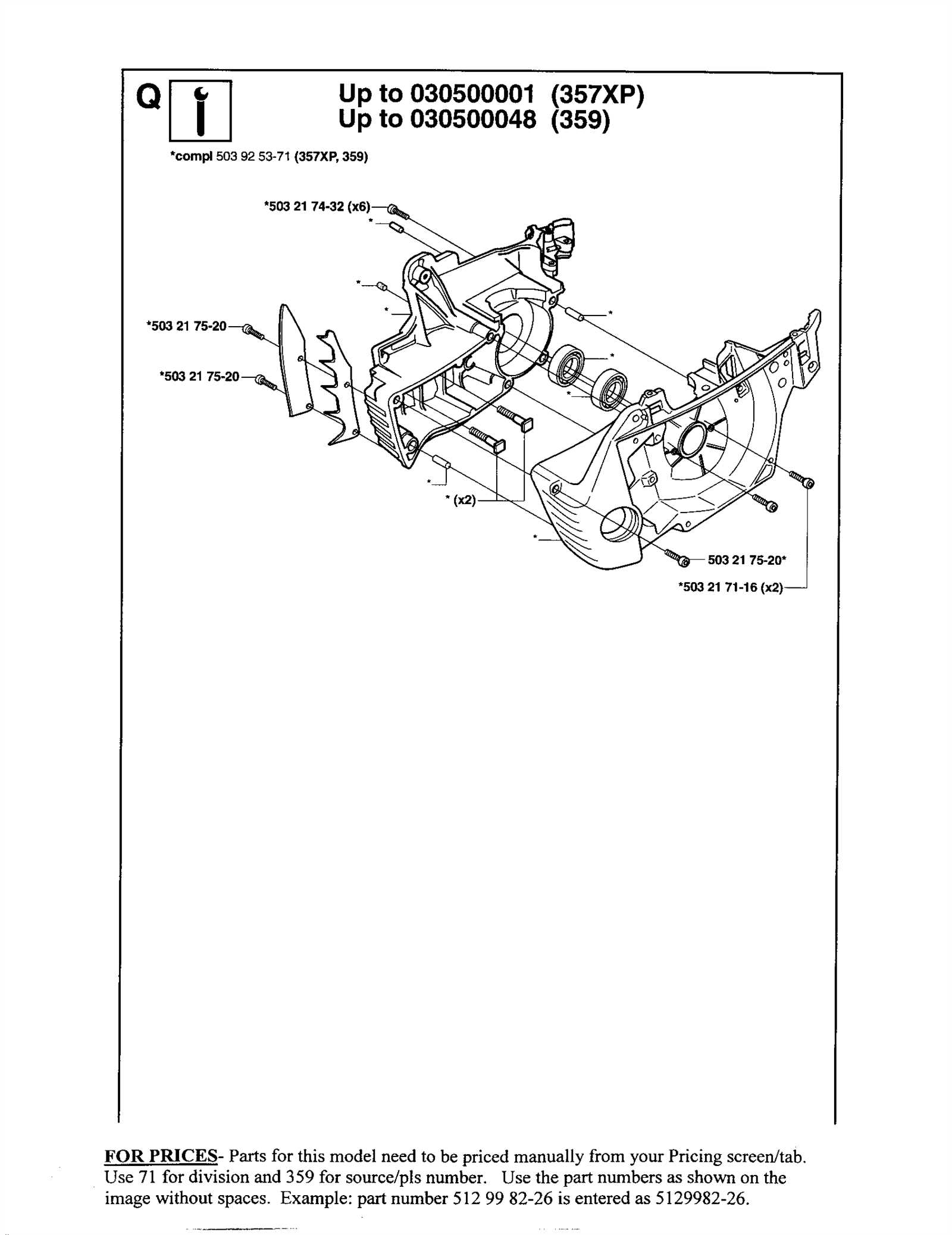 husqvarna 357xp chainsaw parts diagram