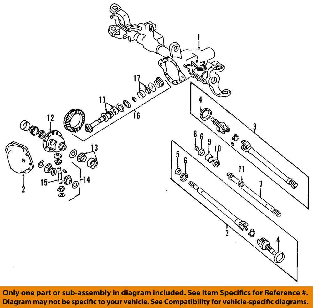 jeep wrangler front axle parts diagram