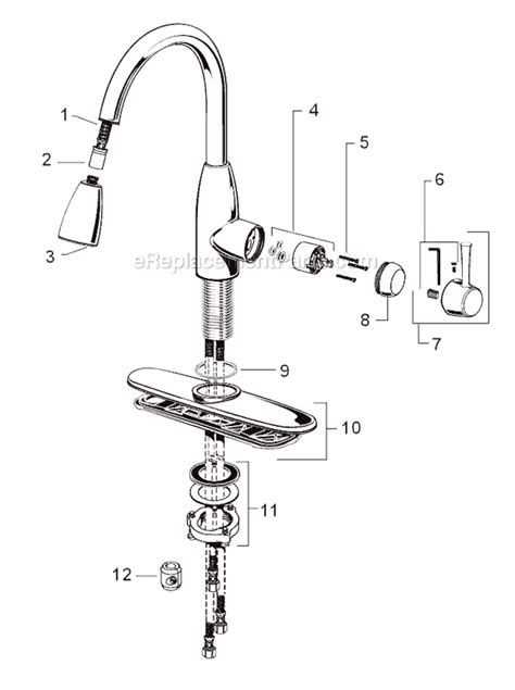 moen kitchen faucet parts diagram with sprayer