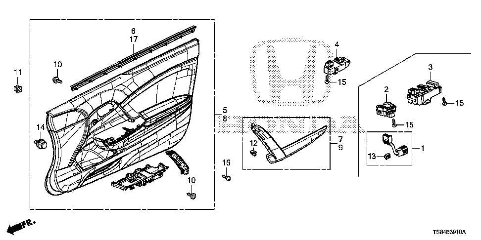 honda civic door parts diagram