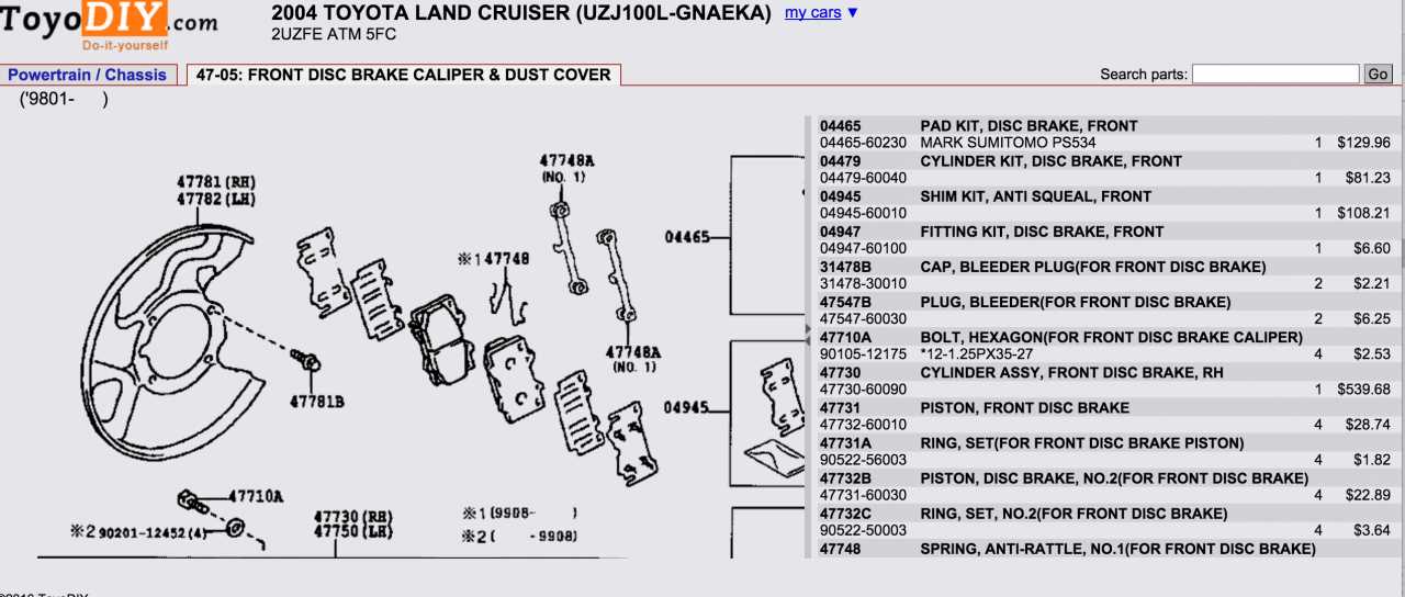 toyota diagram parts