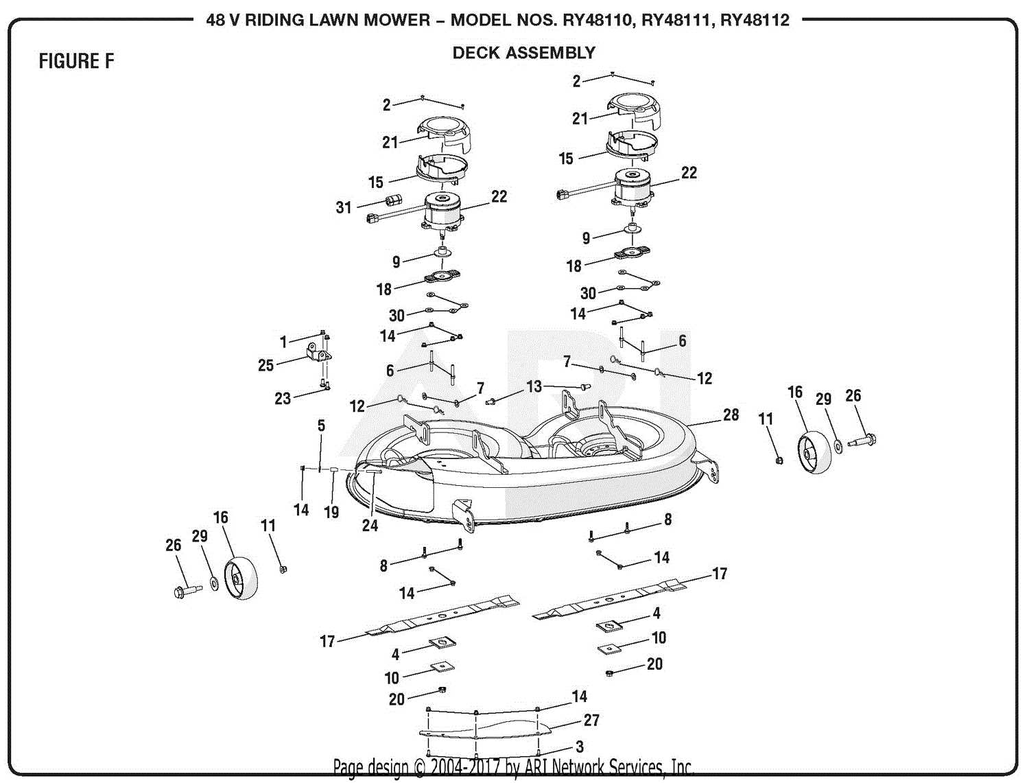 john deere 42 mower deck parts diagram
