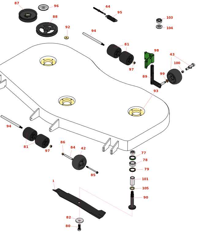 john deere 42 mower deck parts diagram