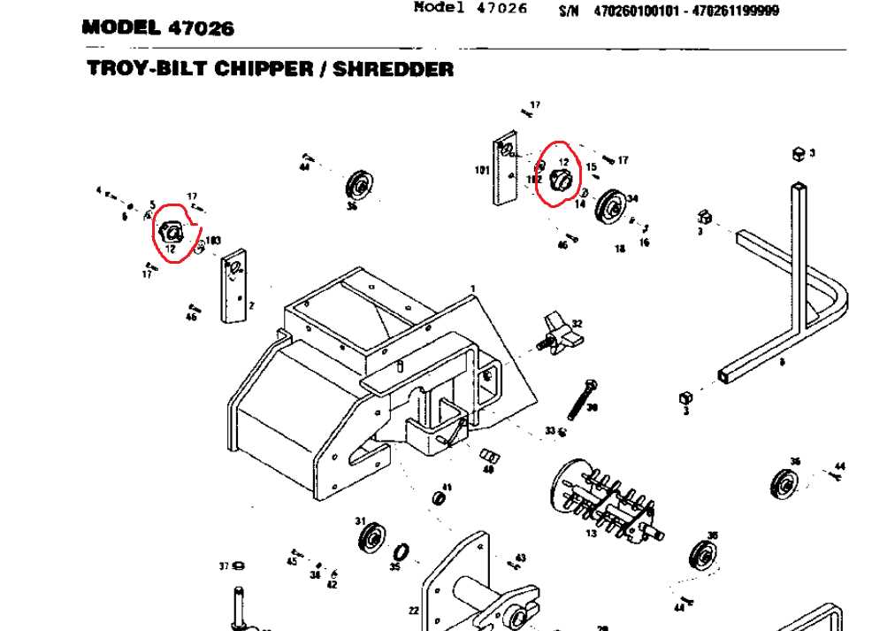 troy bilt chipper vac parts diagram