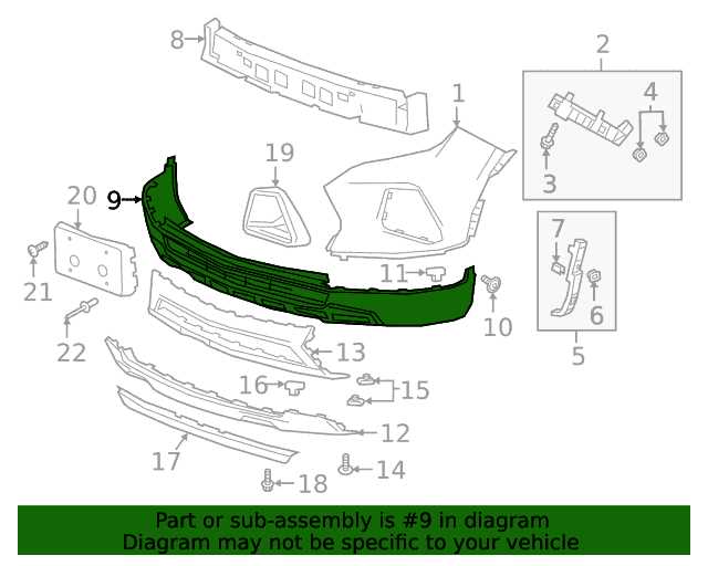 2021 ford f150 front bumper parts diagram