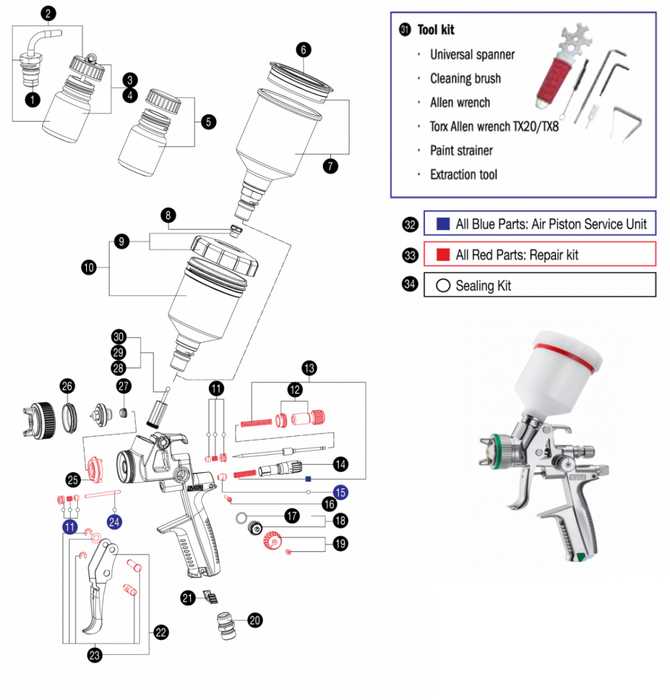 airless spray gun parts diagram
