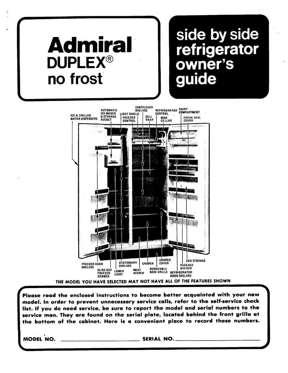 admiral refrigerator parts diagram