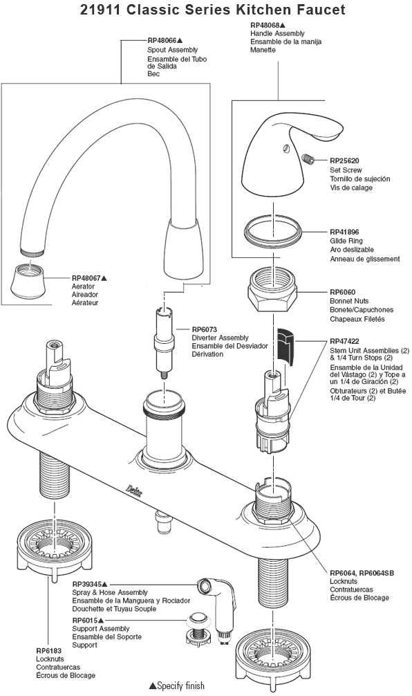 rv kitchen faucet parts diagram