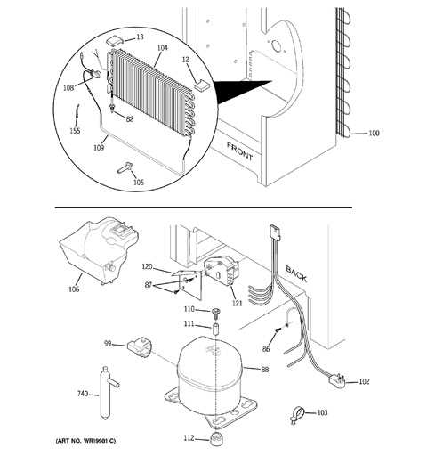 upright freezer parts diagram
