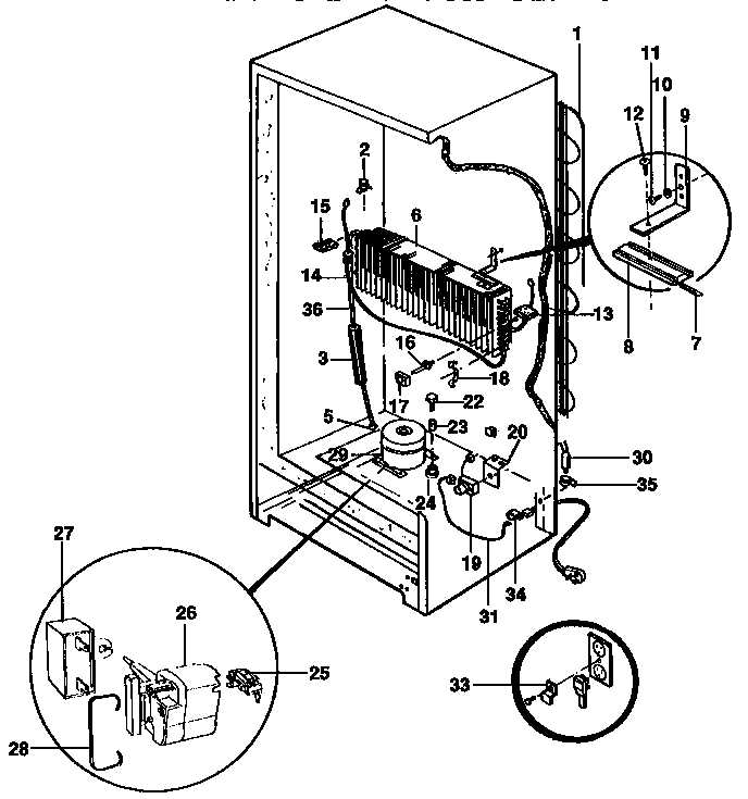 upright freezer parts diagram