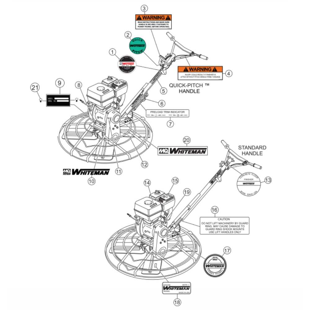 whiteman power trowel   parts diagram