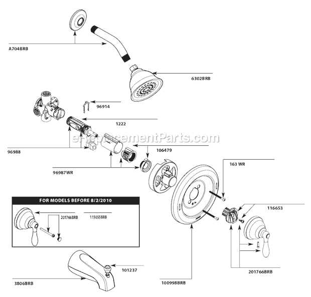 bathtub faucet parts diagram