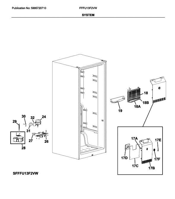 upright freezer parts diagram