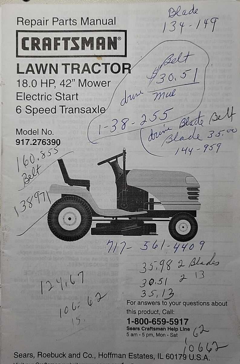 sears tractor parts diagram