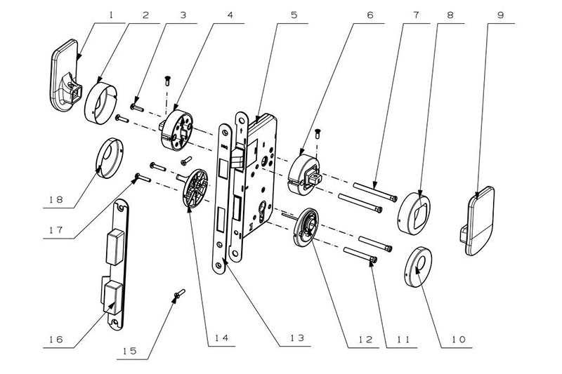 door lock parts names diagram